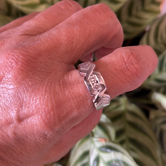 Sterling Silver Mens CZ Wedding Band Ring - Picture 2 of 12